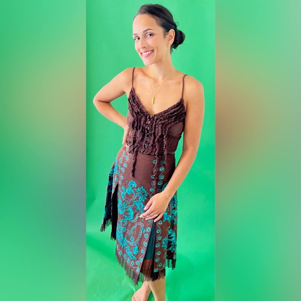 SKIRT & Top!!  BOTH!!  Brown Camisole    Skirt: Basil & Maude Brown and Teal